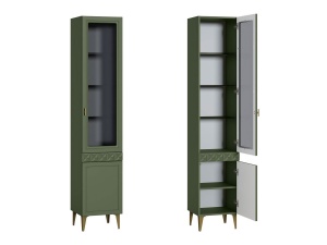 Шкаф-витрина Марион 16.397.01, Дымчатый зеленый / Олива шагрень