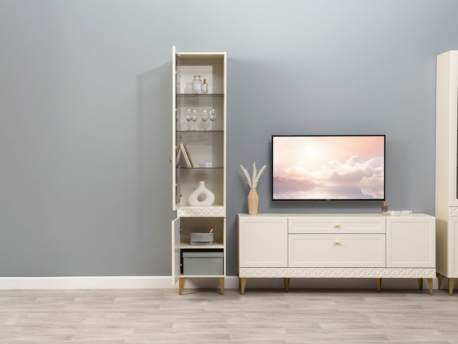 Шкаф-витрина Марион 16.397.01, Слоновая кость купить в Москве