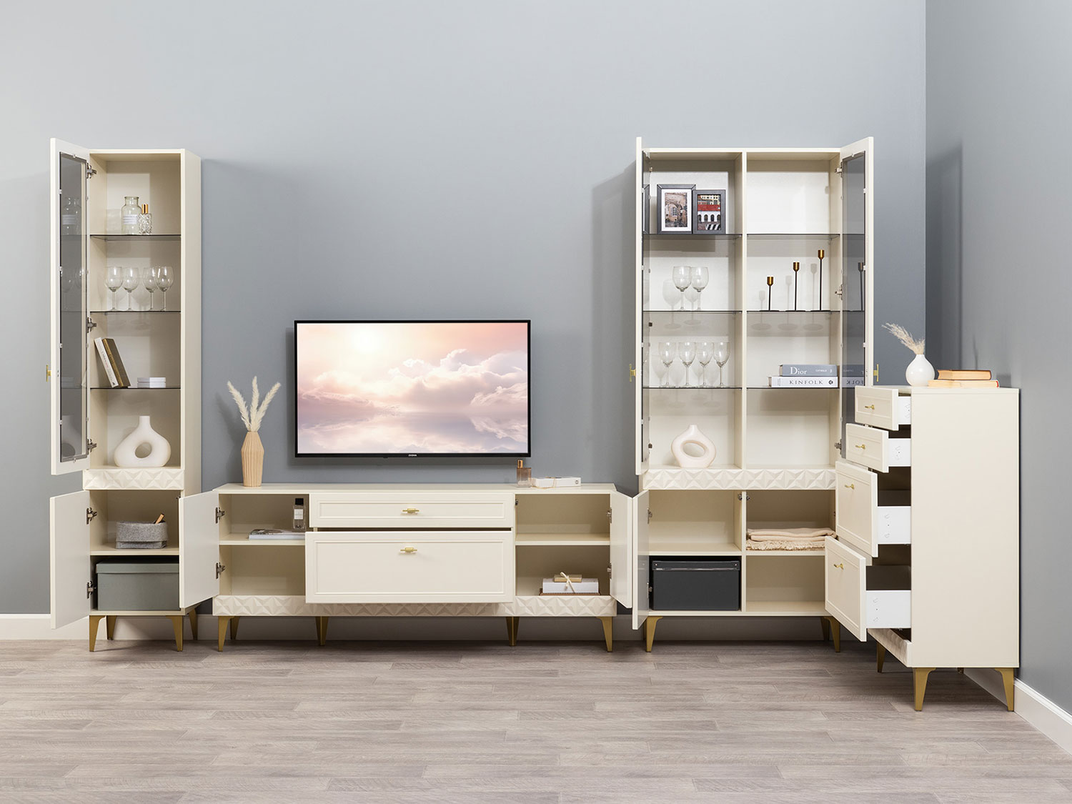 Шкаф-витрина Марион 16.397.01, Слоновая кость купить в Москве