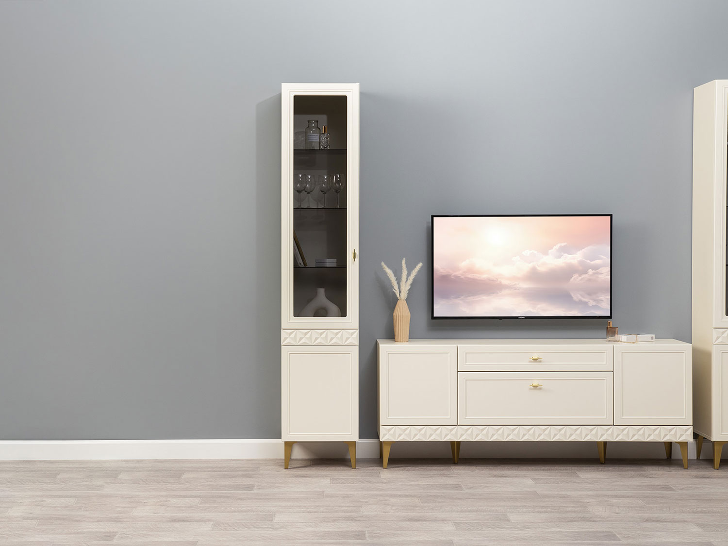 Шкаф-витрина Марион 16.397.01, Слоновая кость купить в Москве