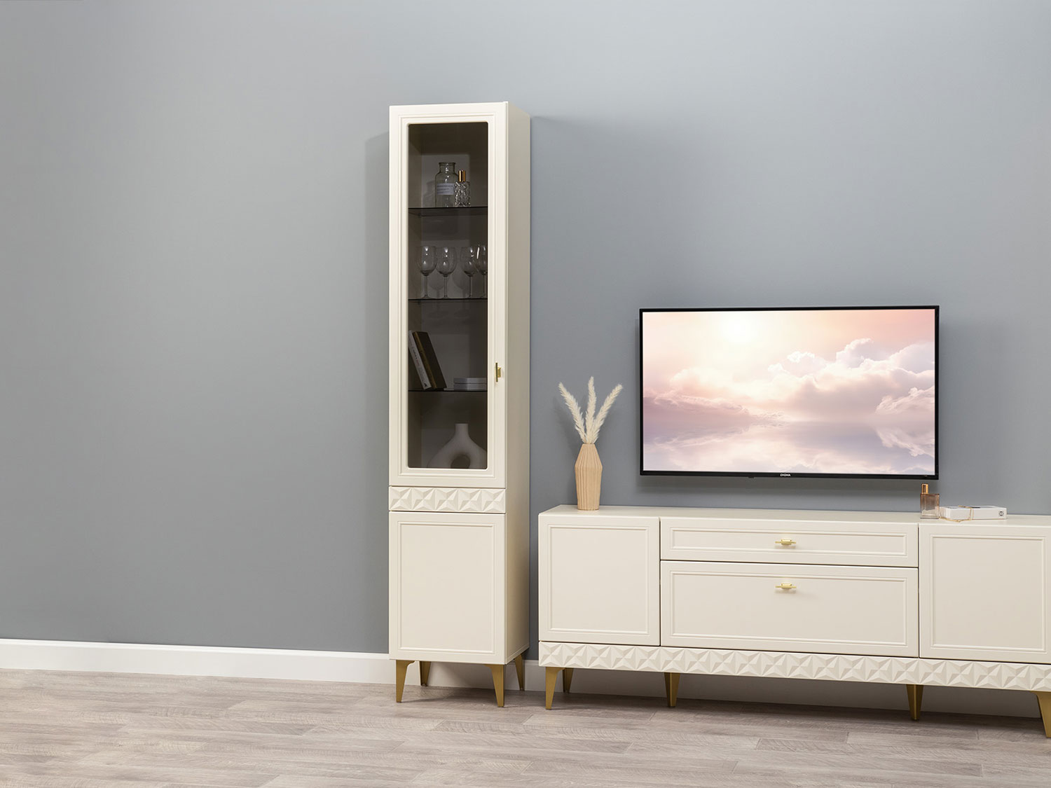 Шкаф-витрина Марион 16.397.01, Слоновая кость купить в Москве