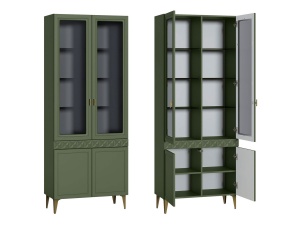 Шкаф-витрина Марион 16.397.02, Дымчатый зеленый / Олива шагрень