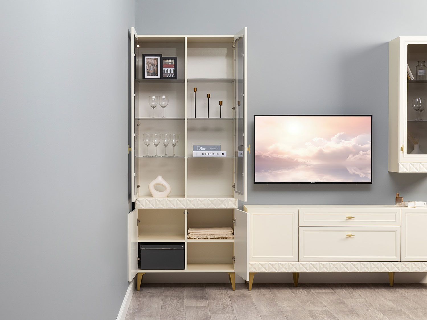 Шкаф-витрина Марион 16.397.02, Слоновая кость купить в Москве