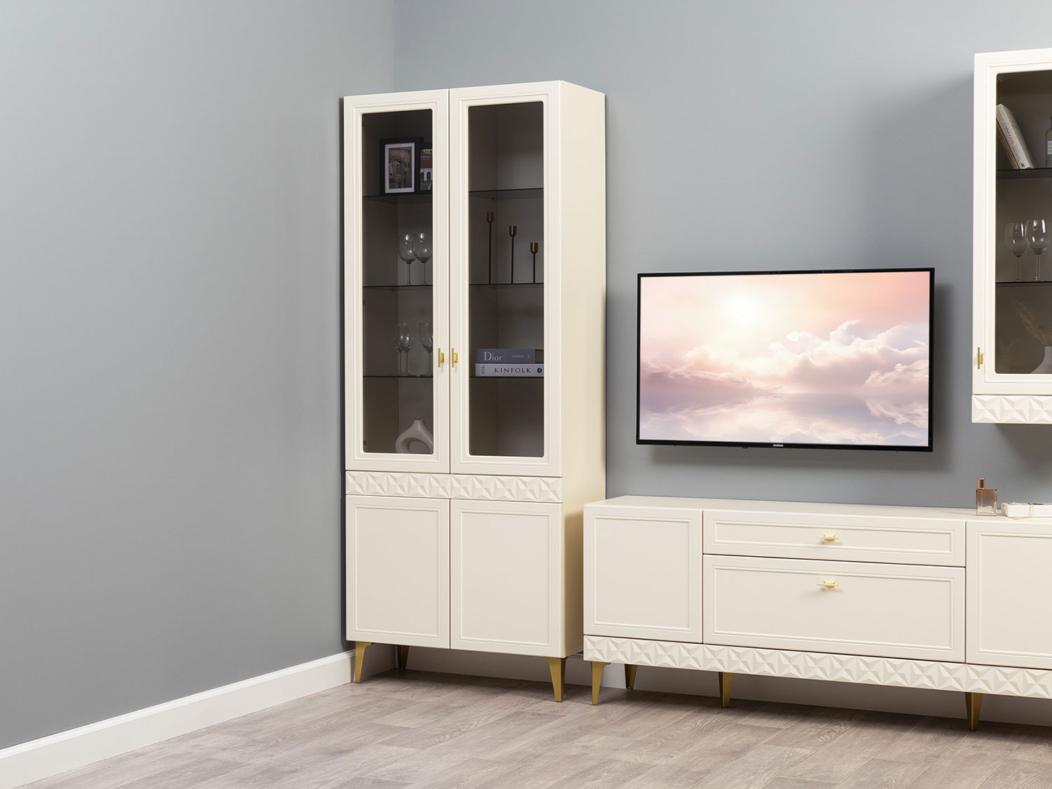 Шкаф-витрина Марион 16.397.02, Слоновая кость купить в Москве