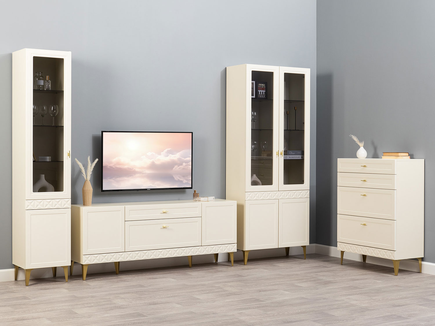 Шкаф-витрина Марион 16.397.02, Слоновая кость купить в Москве