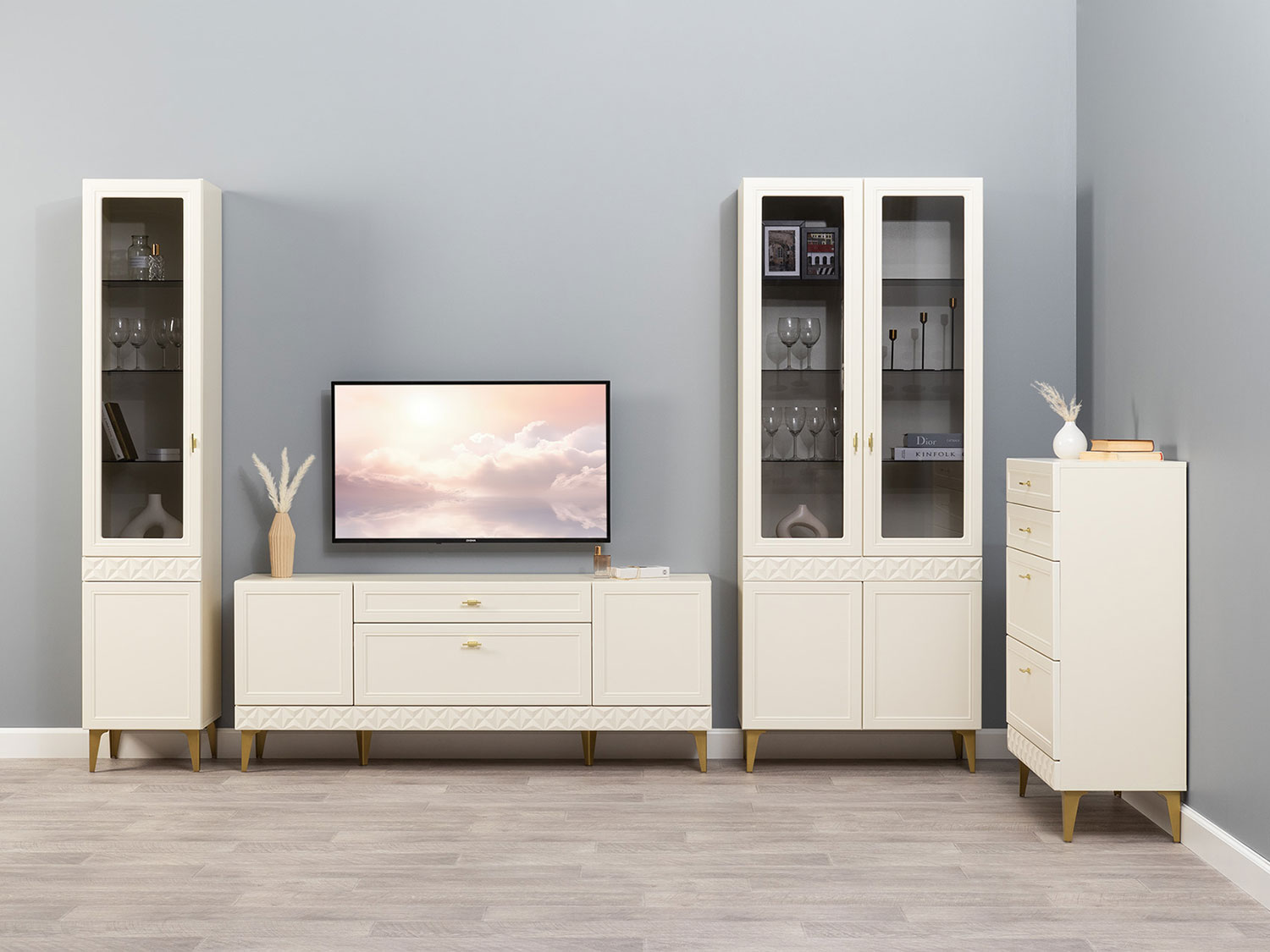 Шкаф-витрина Марион 16.397.02, Слоновая кость купить в Москве