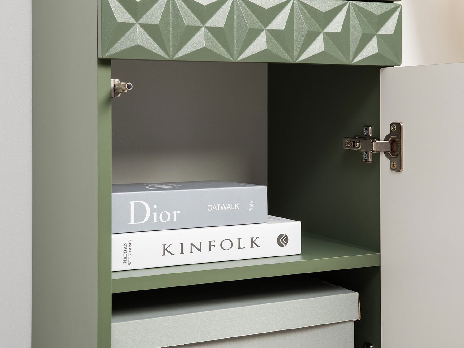 Шкаф-пенал Марион 16.333.01, Дымчатый зеленый / Олива шагрень купить в Москве