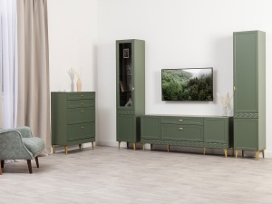 Гостиная Марион Комплект 1, Дымчатый зеленый / Олива шагрень