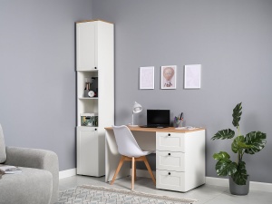 Рабочее место Остин, Белый шагрень/Дуб Золотой CRAFT