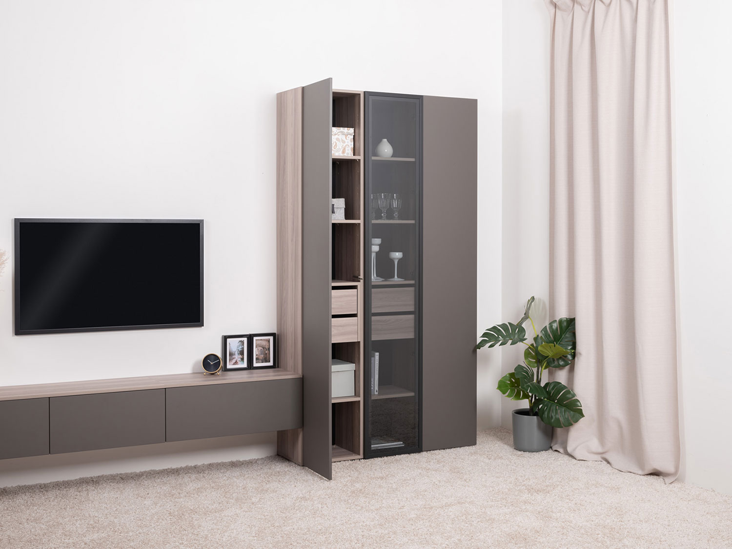 Шкаф-пенал Роквуд 16.322.03, Эмили Блаш + Графит мягкая шагрень купить в Москве