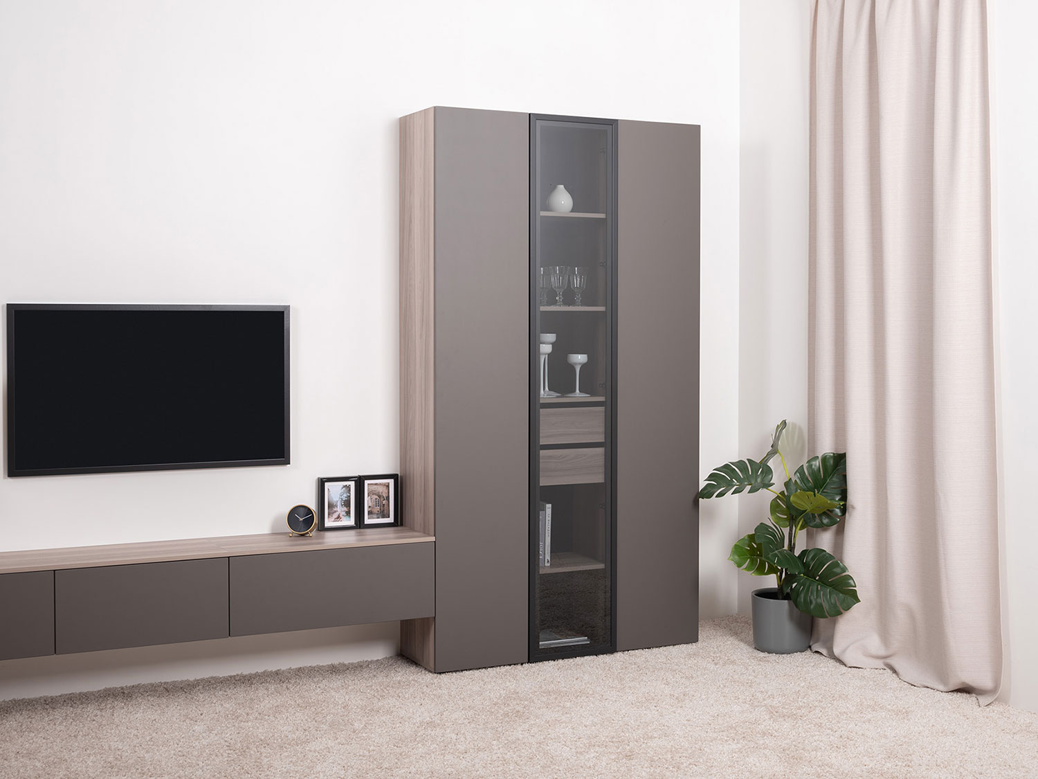 Шкаф-пенал Роквуд 16.322.03, Эмили Блаш + Графит мягкая шагрень купить в Москве