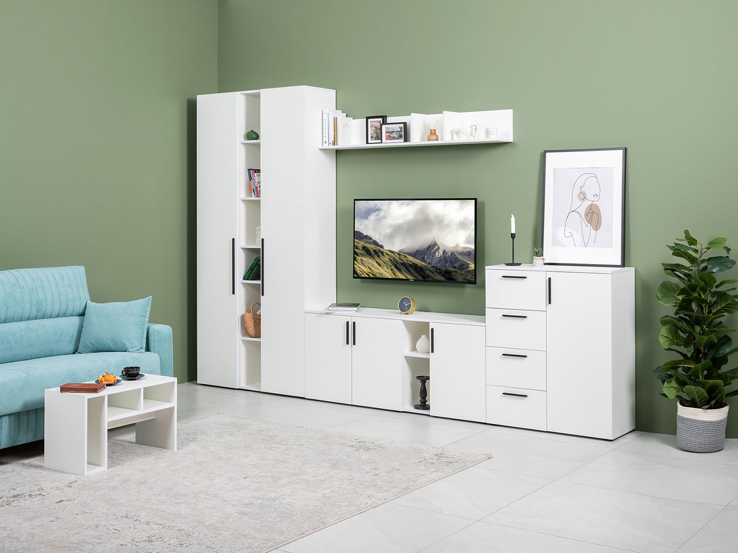 Тумба под ТВ Эйр 16.55, белый шагрень купить в Москве