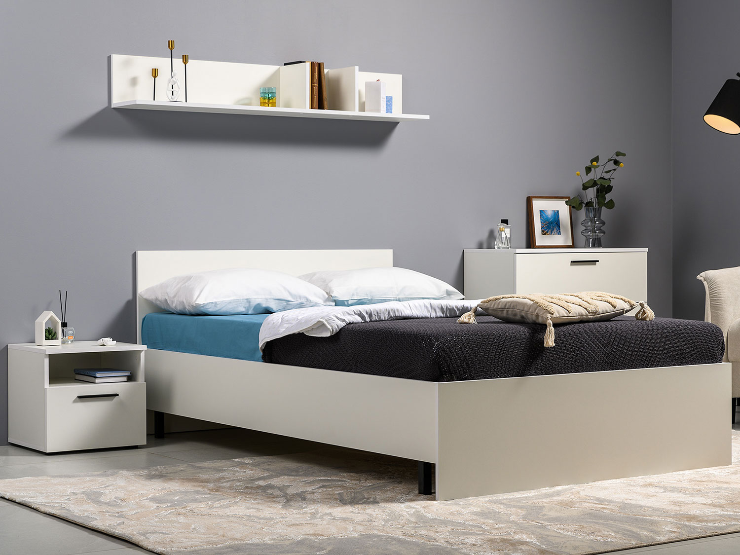 Кровать Эйр 11.46.01 с ортопедическим основанием (1200), белый шагрень купить в Москве