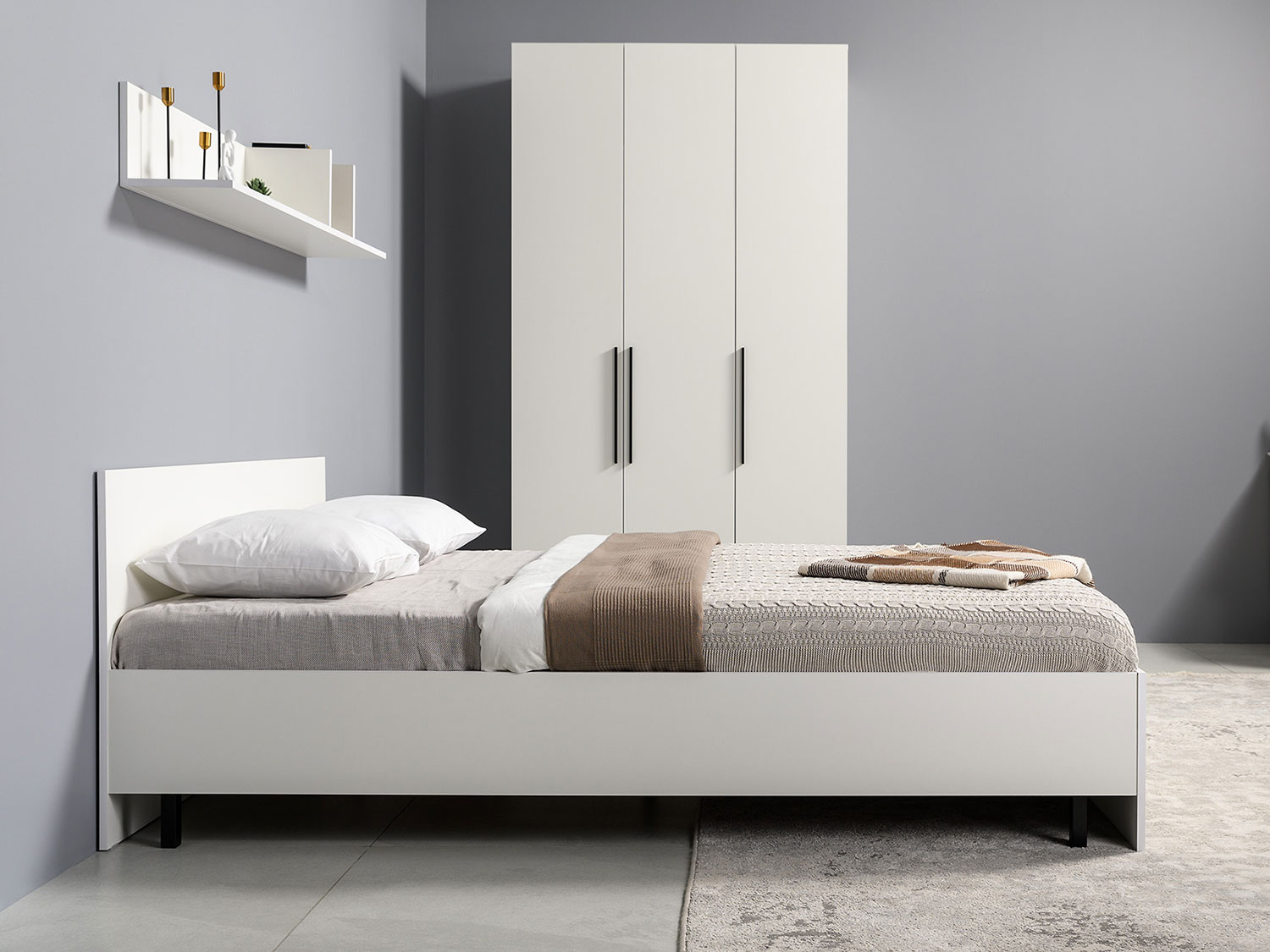 Кровать Эйр 11.46.02 с ортопедическим основанием (1600), белый шагрень купить в Москве