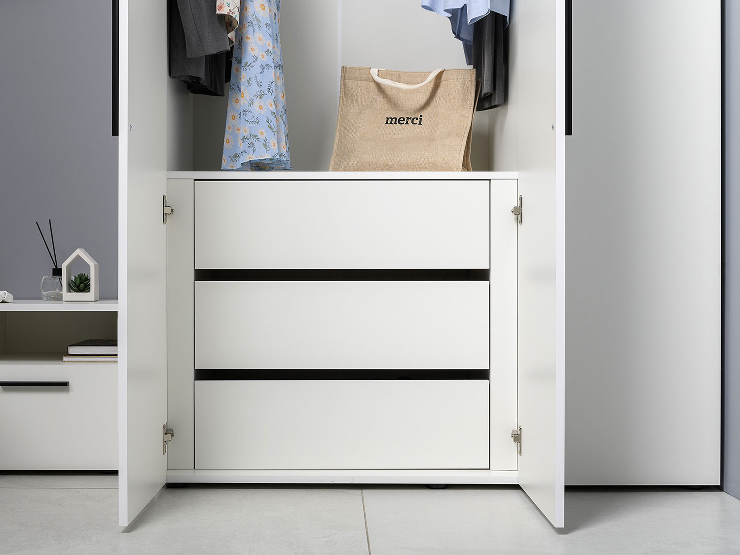 Шкаф комбинированный Эйр 13.182, белый шагрень купить в Москве