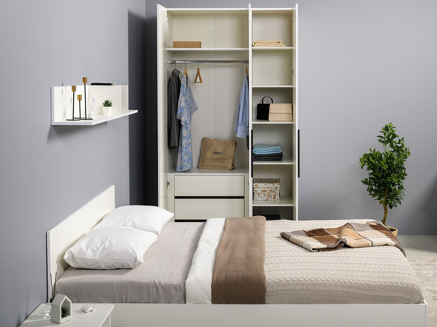 Спальня Эйр Комплект 1, белый шагрень купить в Москве