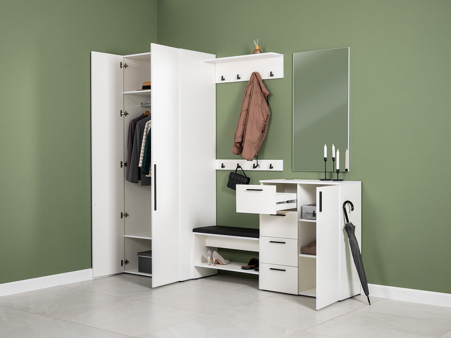 Прихожая Эйр Комплект 1, белый шагрень купить в Москве