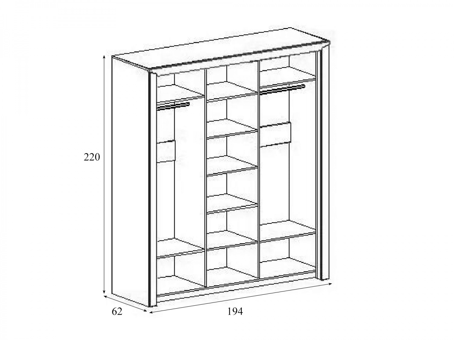 Шкаф 3 дв. с раздвижными дверями Соренто купить в Москве