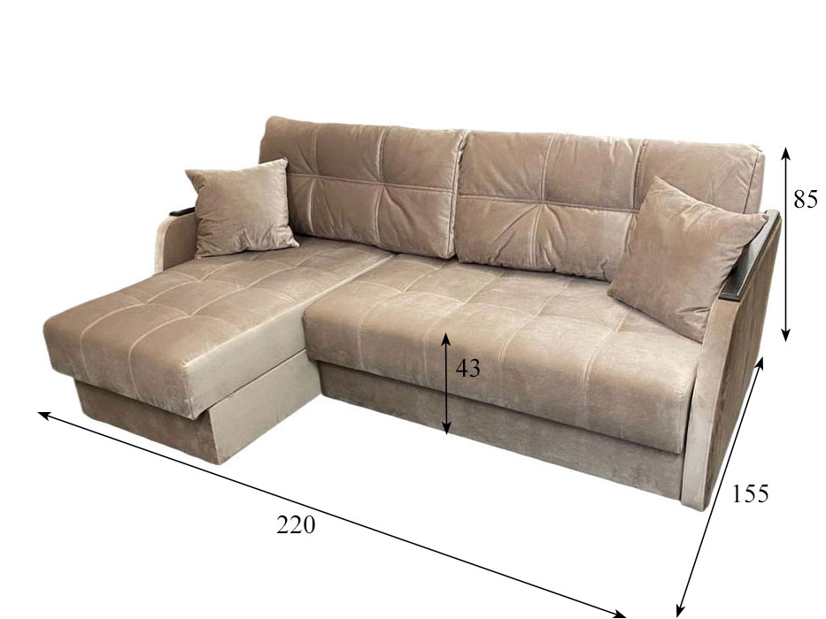 Угловой диван Кельн У с узкими подлокотниками, 200х150, пантограф, независимые пружины купить в Москве