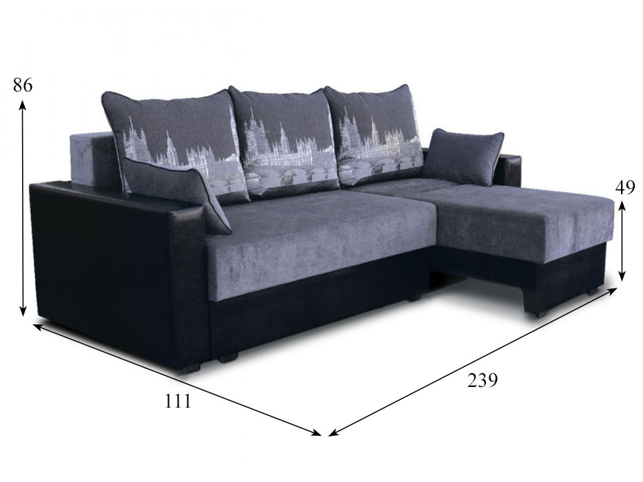 Угловой диван Кардинал 2 с прямыми подлокотниками, 204х162, пантограф, независимые пружины купить в Москве