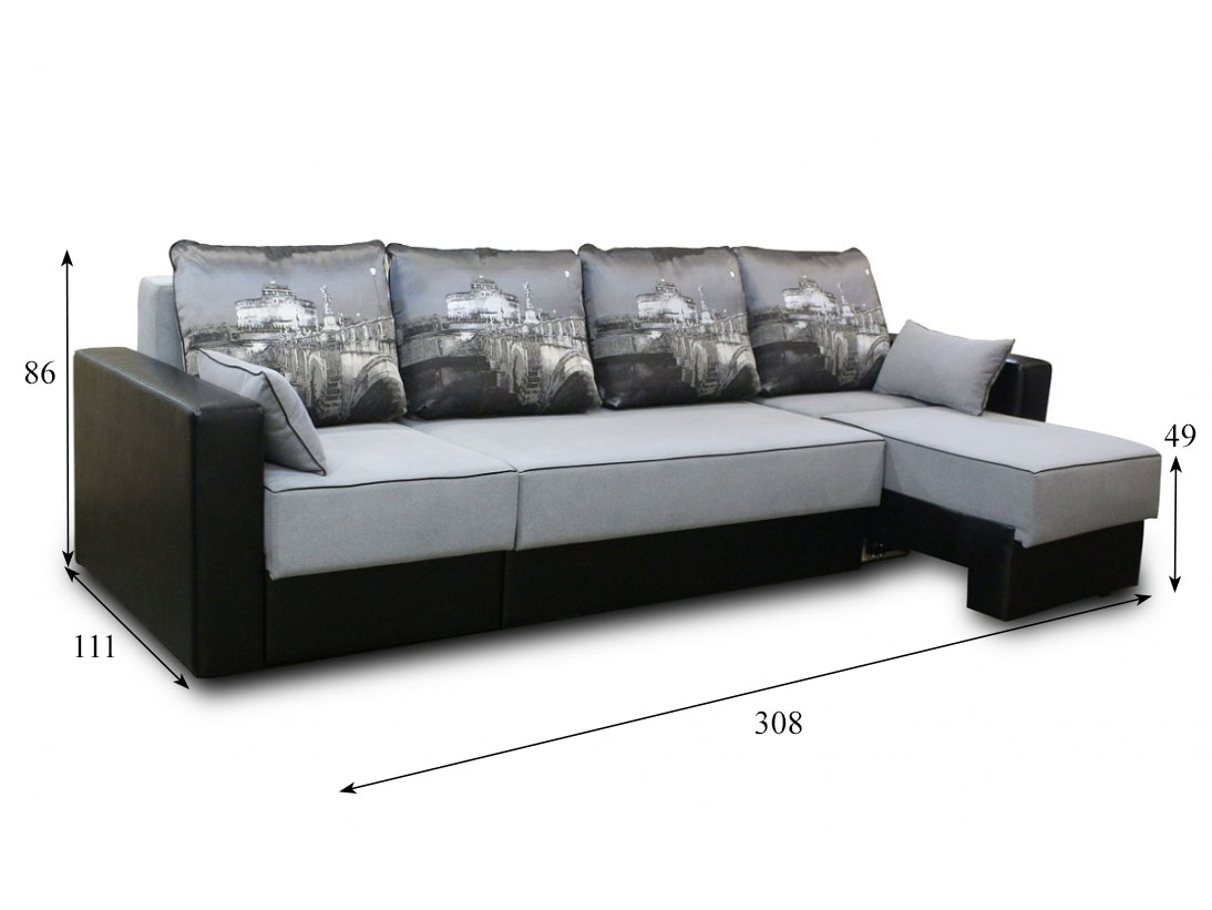 Угловой диван Кардинал 3 с прямыми подлокотниками, 272х162, пантограф, независимые пружины купить в Москве