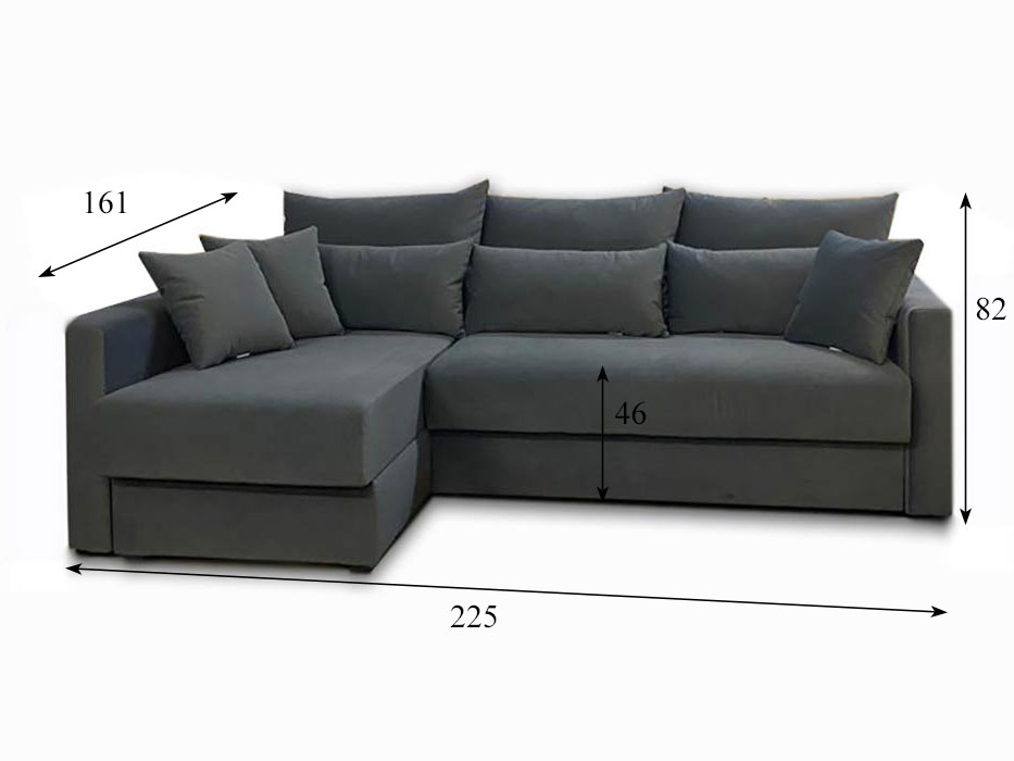 Угловой диван Уника У с узкими подлокотниками, 200х140, пантограф, независимые пружины купить в Москве