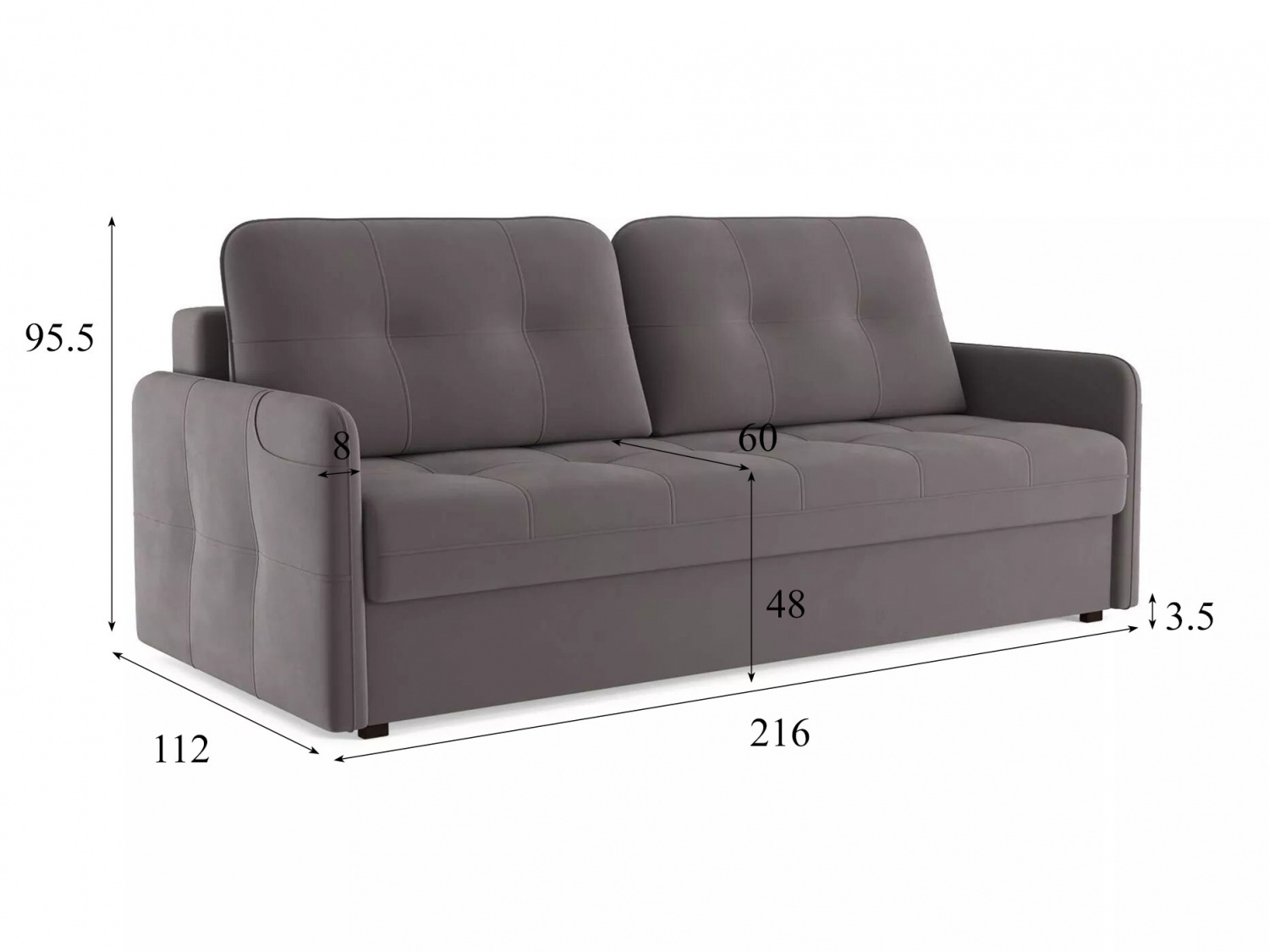 Диван СМАРТ 1 Модель 063 (Velutto 19) купить в Москве