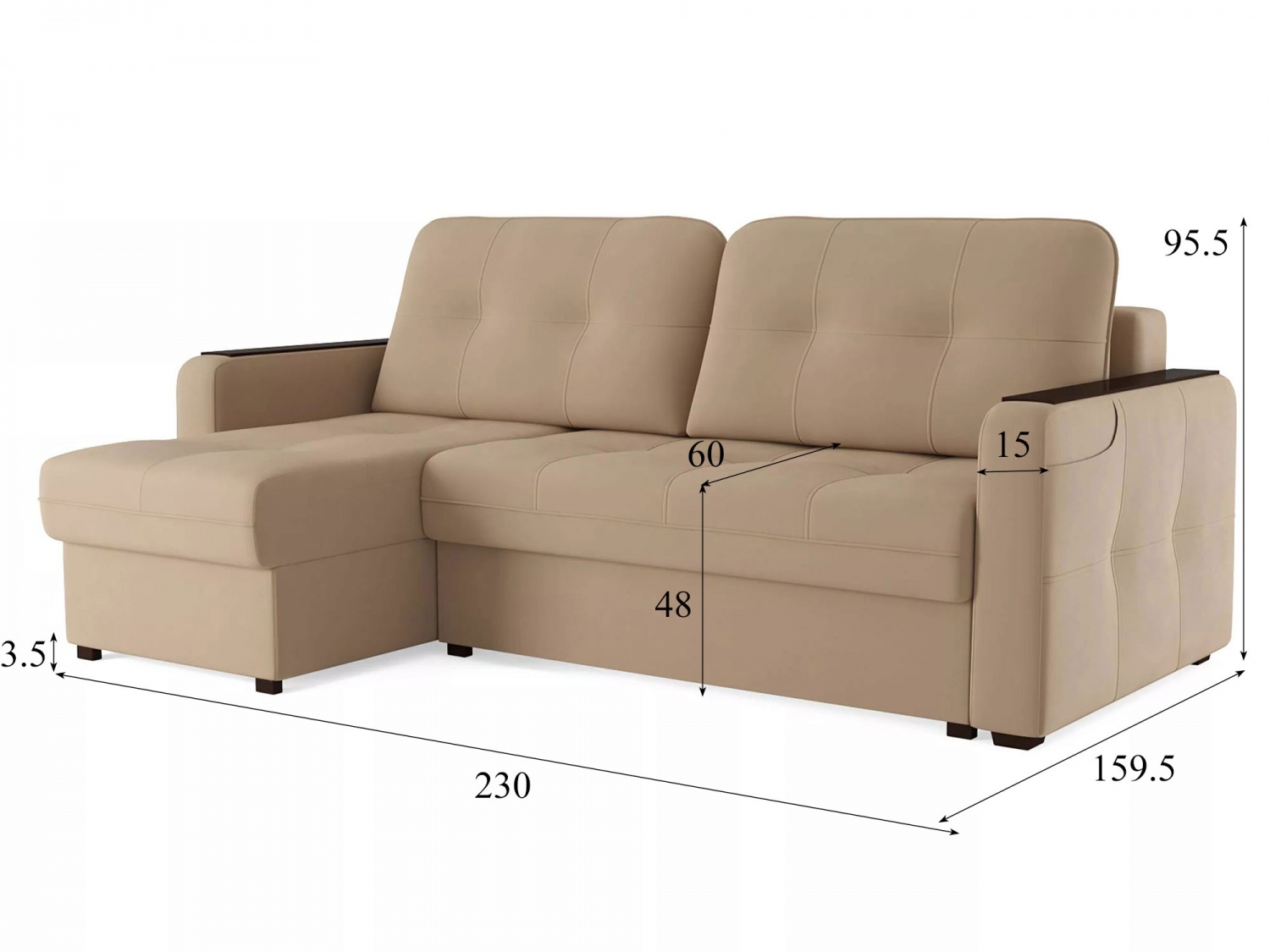 Угловой диван СМАРТ 3 Модель 063 (Velutto 05), левый купить в Москве