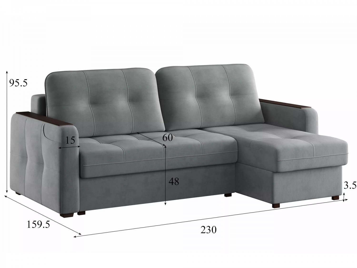 Угловой диван СМАРТ 3 Модель 063 (Вивальди 8), правый купить в Москве