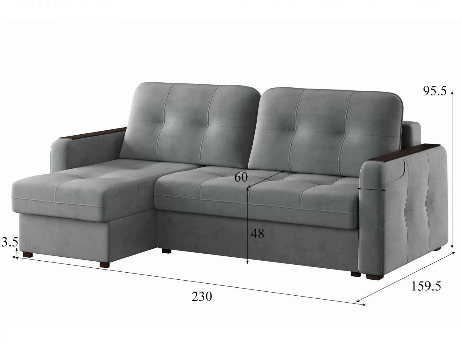 Угловой диван СМАРТ 3 Модель 063 (Вивальди 8), левый купить в Москве