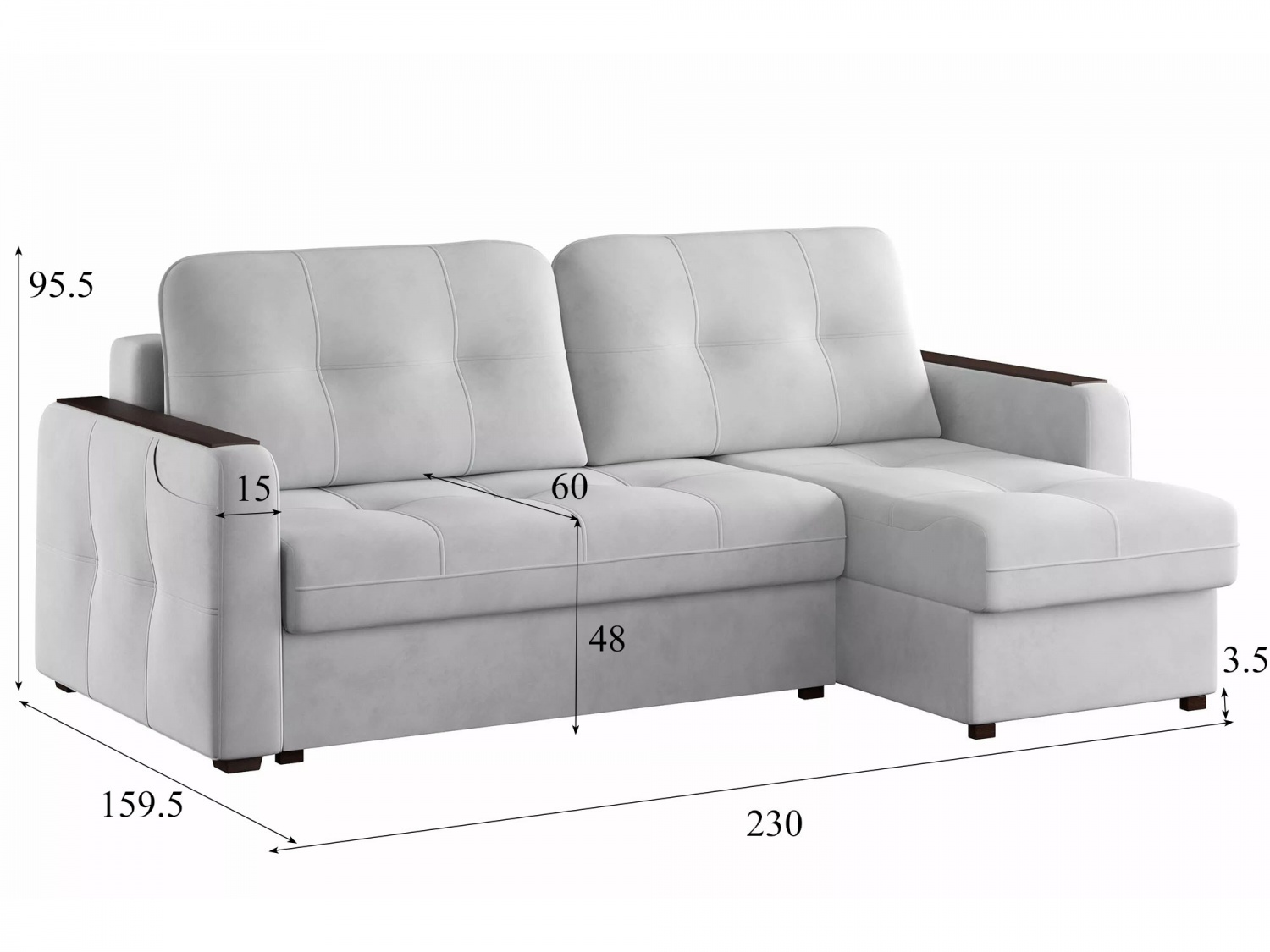 Угловой диван СМАРТ 3 Модель 063 (Ультра смог), правый купить в Москве