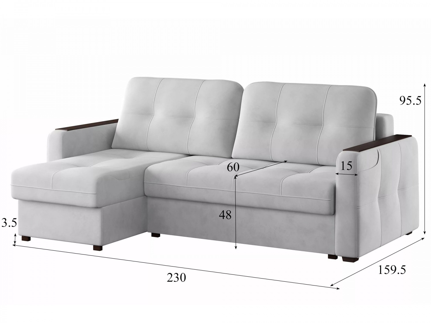 Угловой диван СМАРТ 3 Модель 063 (Ультра смог), левый купить в Москве