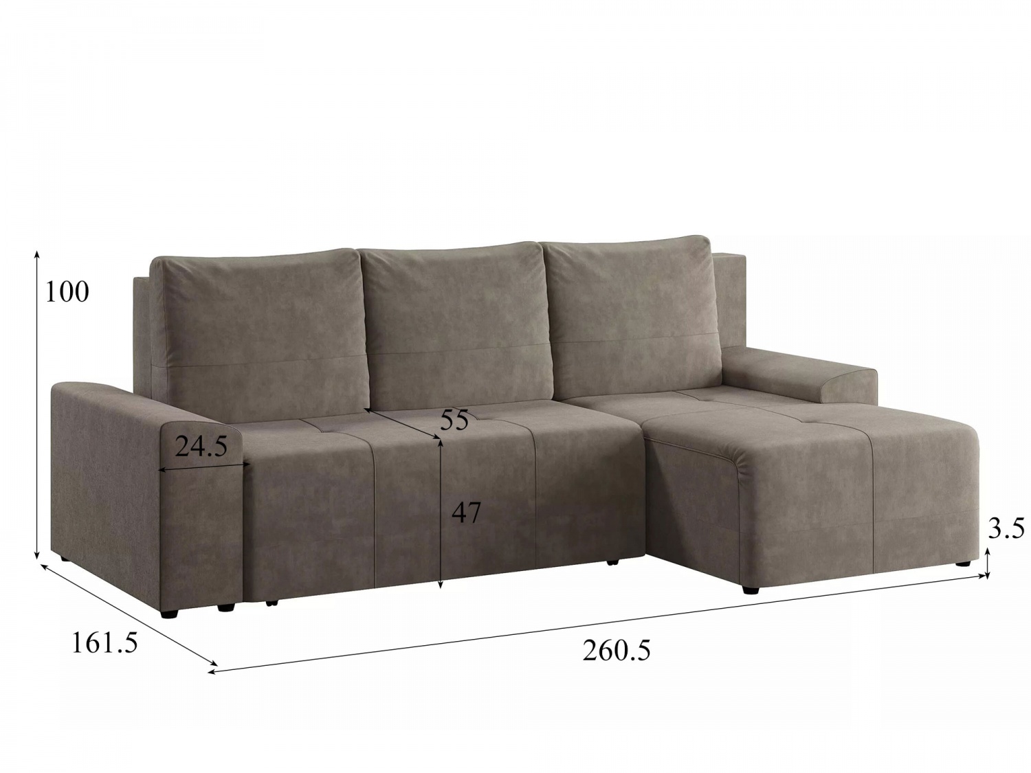 Угловой диван Альмисса Модель 001 (Вивальди 5), правый купить в Москве