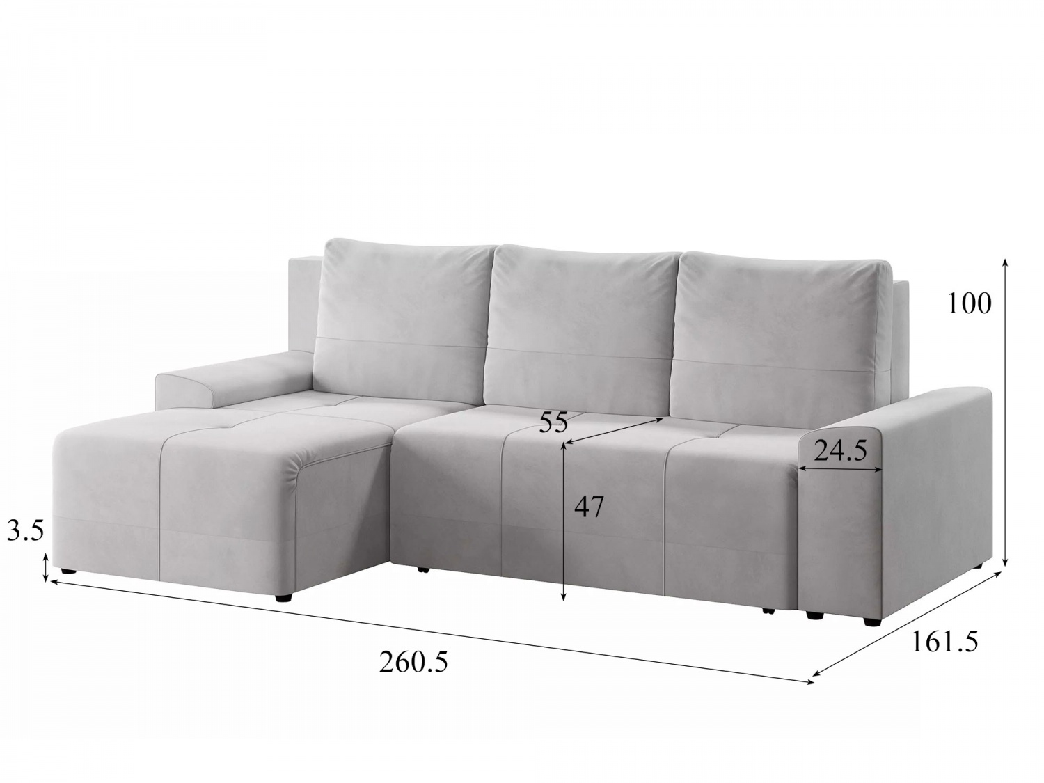 Угловой диван Альмисса Модель 001 (Ультра Смог), левый купить в Москве