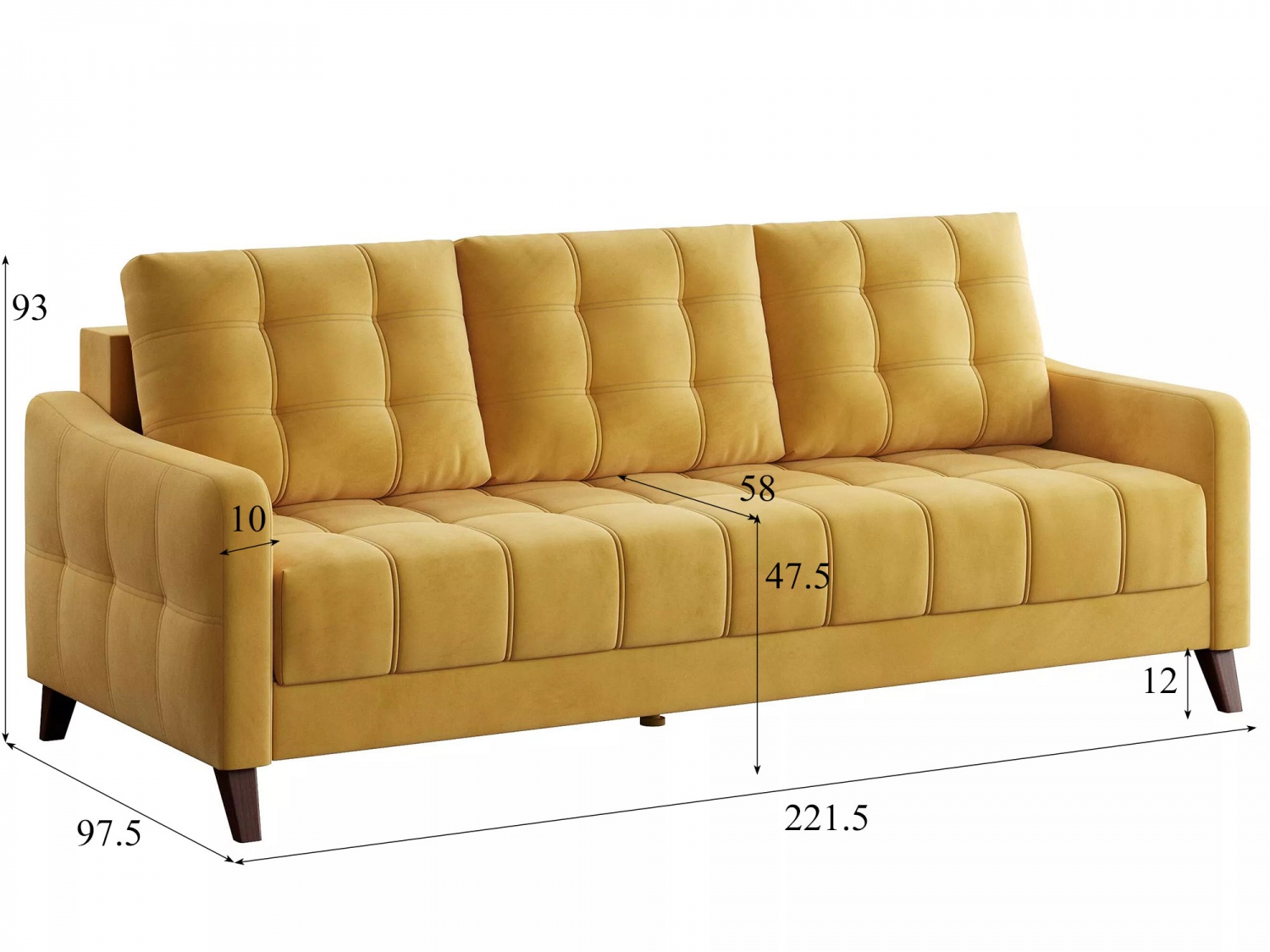 Диван Римини 1 Модель 045 (Ультра мустард) купить в Москве